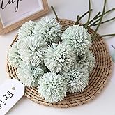 Artificial Flowers Chrysanthemum Ball Flowers Bouquet 10pcs Present for Important People Glorious Moral for Home Office Coffee House Parties and Wedding(Light Green)