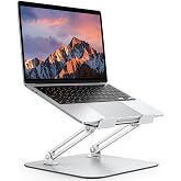 OMOTON Laptop Stand, Adjustable Metal Foldable Riser 10-17.2", Silver | Ergonomic Cooling Laptop Holder, Height Adjustable to 270mm for Sit-Stand, Portable Travel