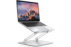 OMOTON Laptop Stand for Desk, Ergonomic Metal Adjustable Laptop Stand, Laptop Holder Riser with Cooling Function, Computer Stand Compatible with MacBook and All Laptops (10-17.2 inch), Silver