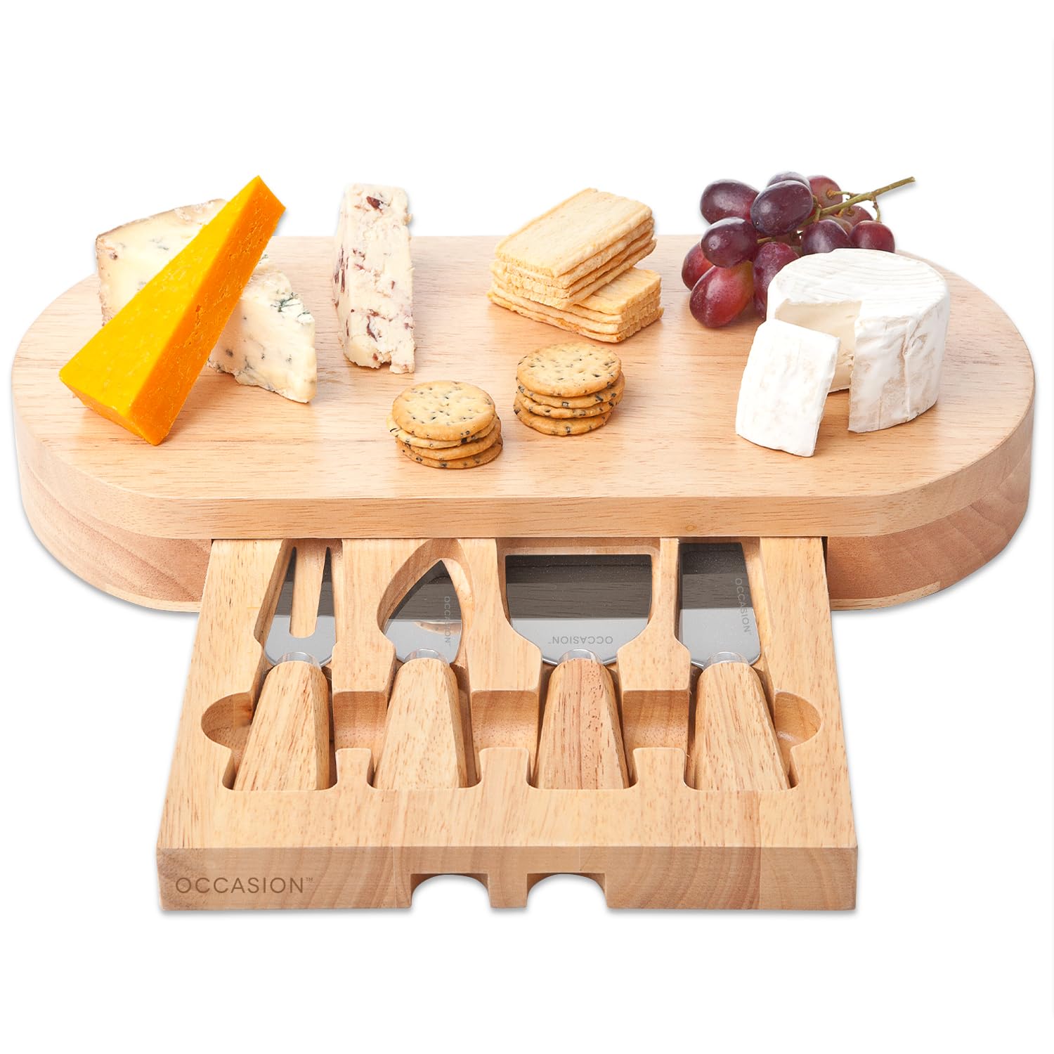 Occasion Oval Wooden Cheese Board & Knife Set
