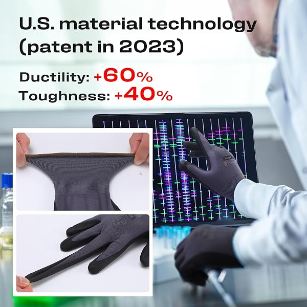 JDL WORK GLOVES WITH MICRO FOAM NITRILE COATED, TOUCH SCREEN COMPATIBLE,SEAMLESS KNIT NYLON SAFETY GLOVES FOR MEN AND WOMEN,HOME IMPROVEMENT,IDEAL FOR LIGHT DUTY WORK,12 PAIRS GRAY X-LARGE