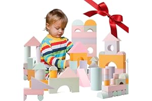 CRAFTY HAPPITOYS Set of 34 Jumbo Large Foam Blocks for Toddlers - Stacking Soft Blocks for Kids with Shapes & Colors Learning - Construction Building Preschool Toys - Giant Foam Bath Blocks for Toddlers 3-5 & above