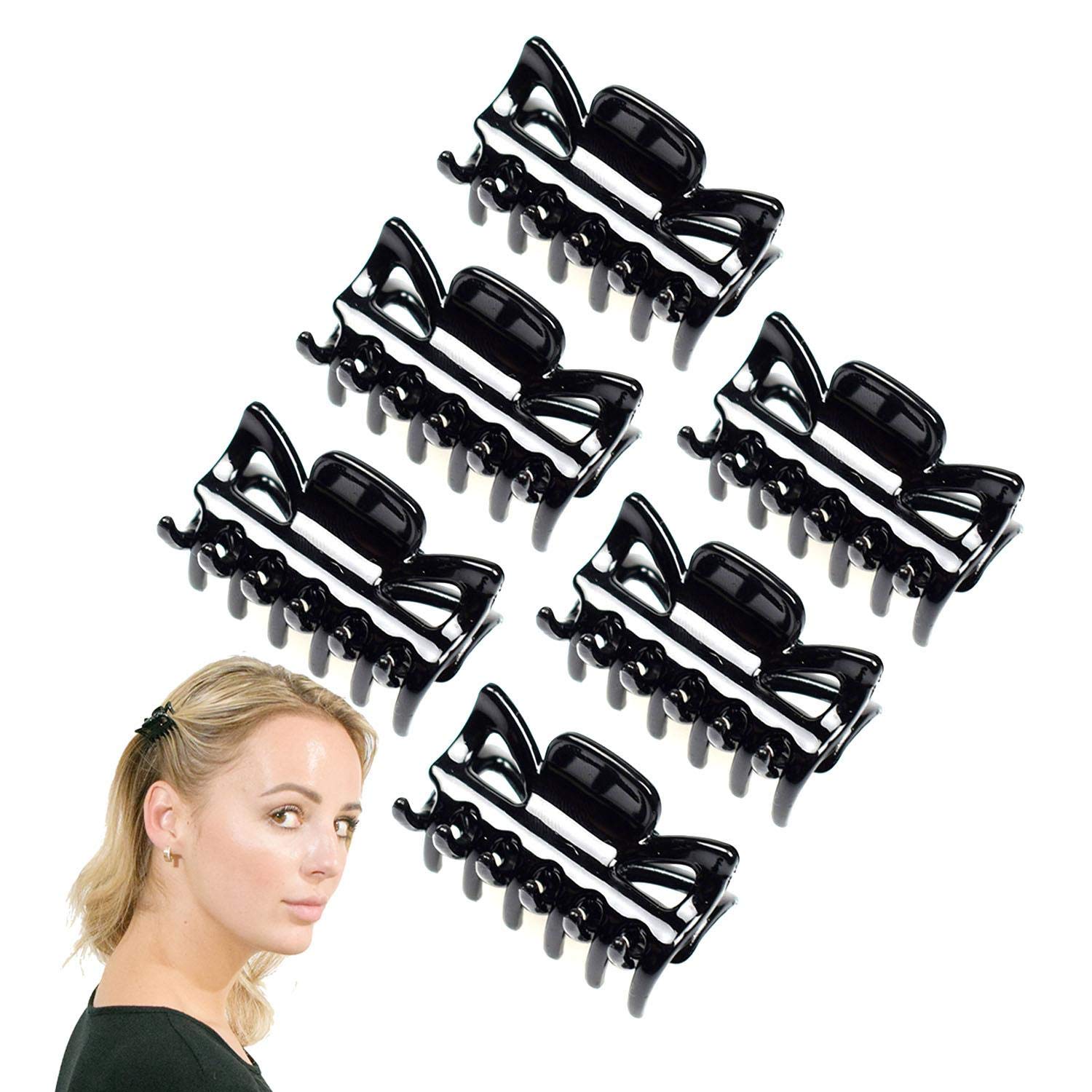 Basic Sense 1.6 Inch Small Hair Claw Clips for All Hair Types, Strong Hold Durable, 6 Pcs