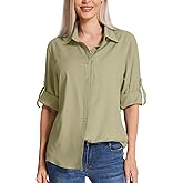 Women's Long Sleeve Safari Clothes UPF 50+ Hiking Fishing Shirts,Sun Protection Quick Dry Light Cooling Shirts