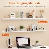 Lifewit Floating Shelves 61cm White Acrylic 2 Pack Wall Shelf U Shape view 6