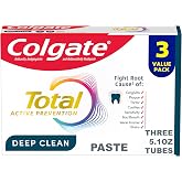 Colgate Total Deep Clean Toothpaste, Mint, 3 Pack, 5.1 oz | Anticavity Fluoride Toothpaste, Clinically Proven Fluoride Formula Fights Plaque, Gingivitis, Tartar, Sensitivity, Bad Breath