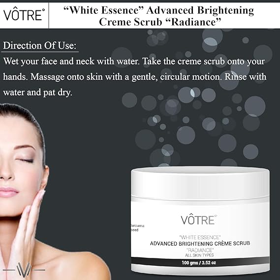 Buy Votre Natural White Essence Advance Brightening Creme Scrub For Impurities Black Heads White Heads And Dead Skin Cells 100 G Online At Low Prices In India Amazon In