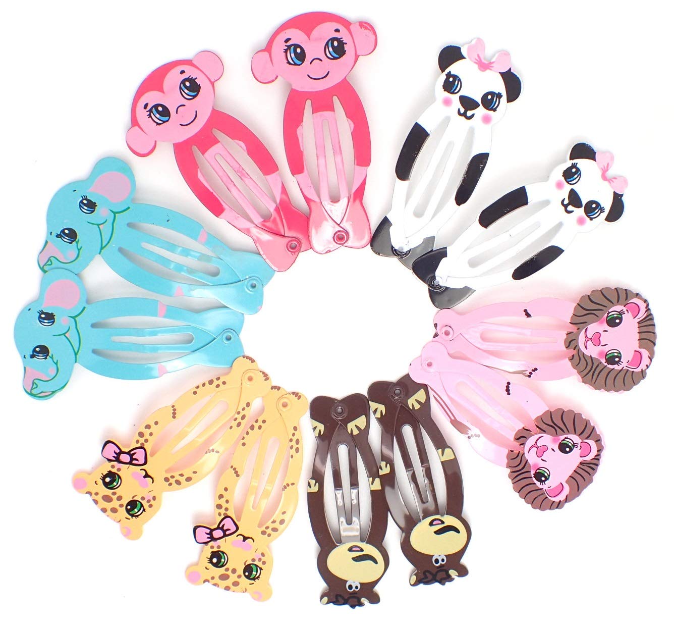 Topkids Accessories Animal Snap Hair Clips for Girls, Kids Hair Accessories, Small Hair Clips, Metal Hair Clips for Styling, Baby Hair Clips for Fine Hair Small (12pc Zoo Animals) — image 1