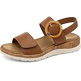 UBFEN Womens Flat Sandals Arch Support Open Toe Walking Comfy Casual Low Wedge Summer Shoes