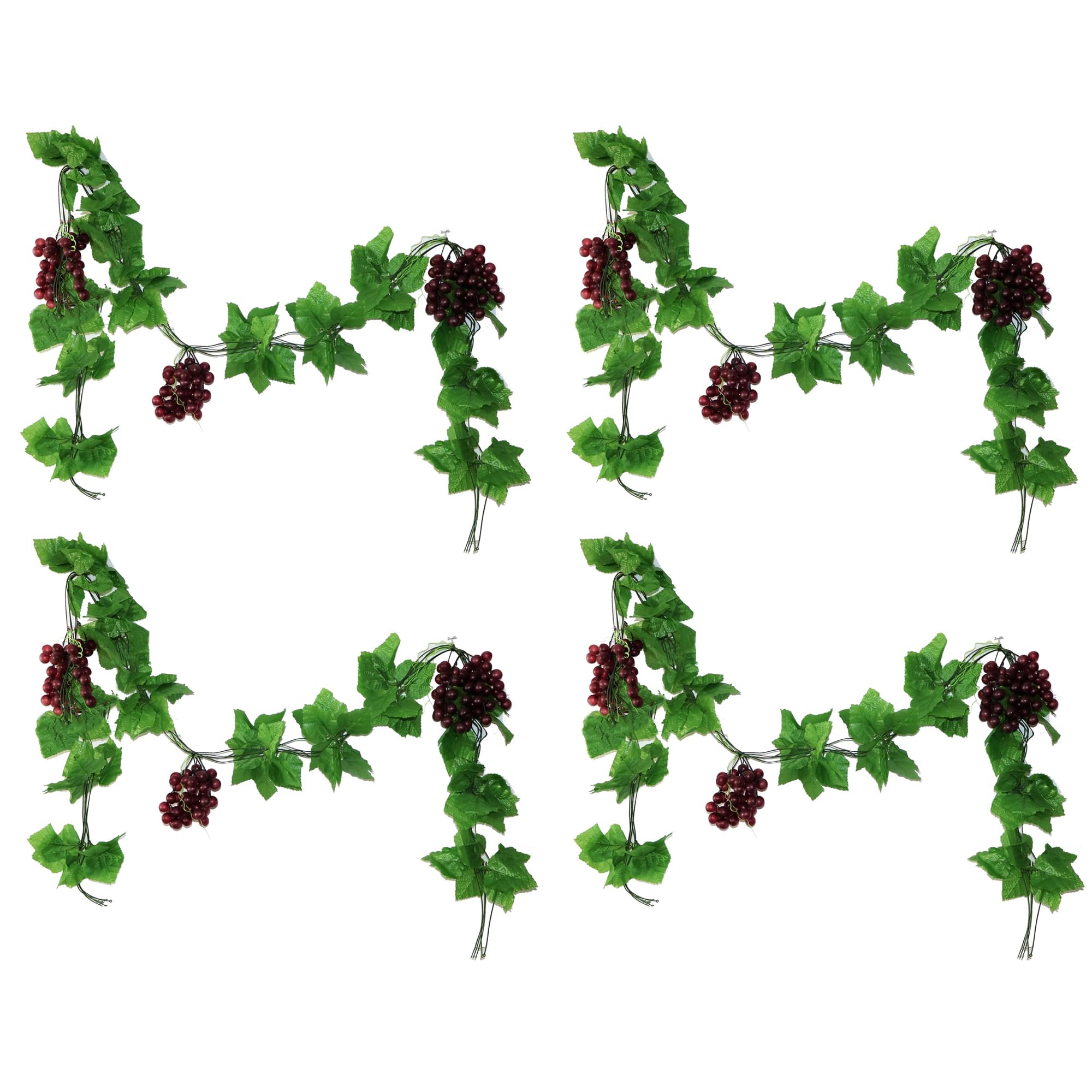 LONGHAO Artificial Plastic Grape, Artificial Grape Vines, Artificial Lifelike Grape, Artificial Grape Vines with Grapes, 12 Sets of Grape Skewers, Grape Skewers, for Decoration, Pack of 4