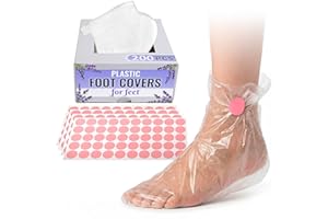 200 Pcs Foot Gloves for Moisturizing – Leak-Proof Plastic Foot Covers for Feet, Ribbed Anti-Slip Design with 200 Stickers for