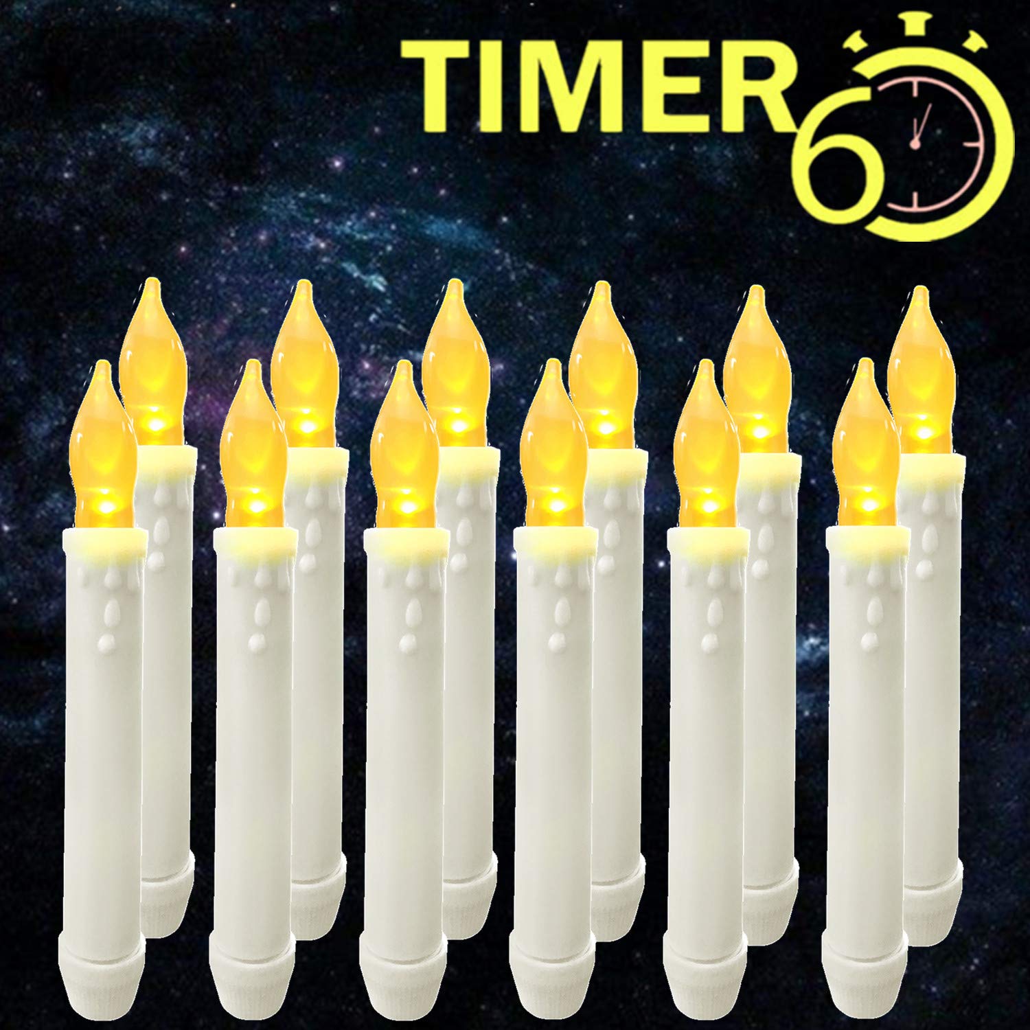 Window Candles with Timers,Led Battery Operated Flameless Taper Candles for