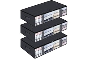StorageRight Storage Bags, Clothes Storage, Under Bed Storage Containers, Large Capacity Storage Bins, Foldable Storage Organizers for Clothes and Bedding - 65L/3 Pack/Black