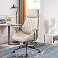 ovios Home Office Chair, Ergonomic Chair with Deep Seat and High Back, Comfy Suede Leather Computer Chair for Executive, Beige