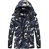 ELLSWOS Men's Waterproof Ski Jacket Winter Snow Coat Warm Hooded Raincoat Windproof Windbreakers