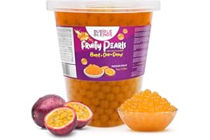Bubble Blends Passion Fruit Popping Boba (2.2lbs) -Popping Pearls 100% Fat-Free - Real Fruit Juice - Bursting Boba Pearls for Bubble Tea, Boba Drink Sinkers & Dessert Toppings