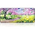Qisan Large Gaming Mouse Pad Extended Size Mousepad for Computer Desktop PC Laptop 31.5"x11.8"x0.15" Keyboard Pad Desk Pad with Anti-Slip Rubber Base | Large Desk Mat for Keyboard and Mouse-Sakura