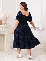 SCOMCHIC Women Plus Size Summer Dress Puff Short