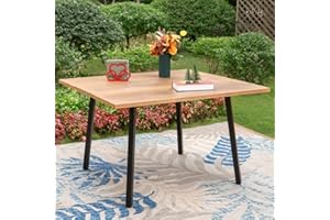 MIXPATIO Outdoor Patio Dining Table, 4 Person 47" x 47" Large Metal Square Table with Umbrella Hole for Garden, Backyard and Porch