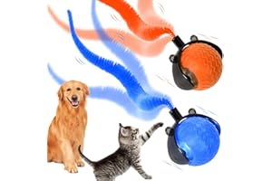 ENTERLENT Interactive Cat Ball Toy,New Generation Interactive Cat Toy,Cat Ball Toys with Cord Imitation Mouse,Automatic Fast Move On Carpet,Interactive Cat Toys for Bored Indoor Kittens Adult Cats(2PCS)
