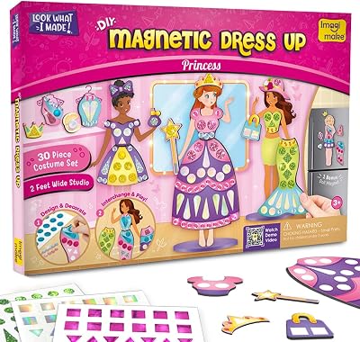 Imagimake Magnetic Dress-Up Princess Play Studio with 10 Dresses 20 Accessories