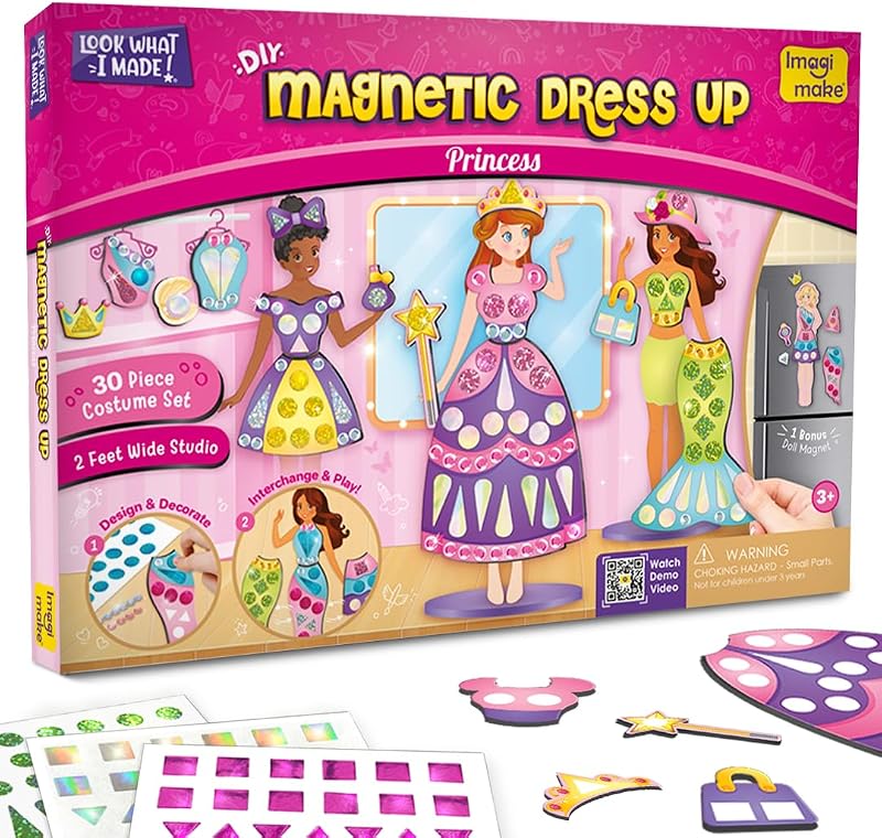 Imagimake Magnetic Dress-Up Princess Play Studio with 10 Dresses 20 Accessories