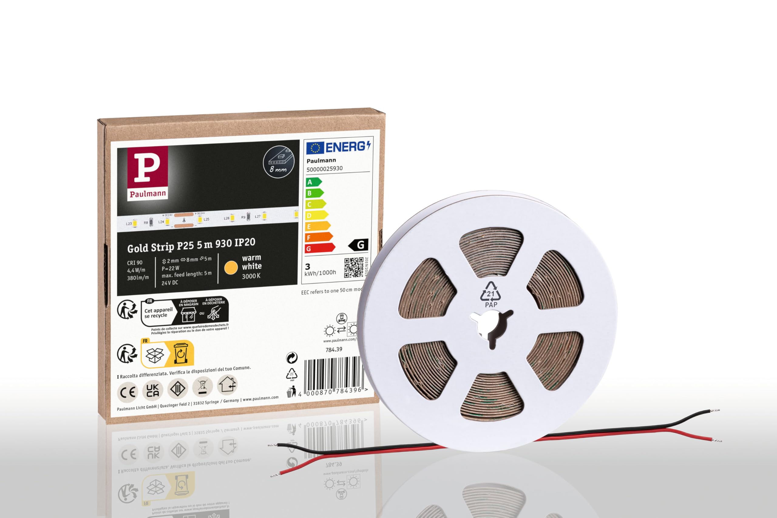 Paulmann 78439 Pro LED Strip Gold P25 930 5m 22W 380lm/m 60 LEDs/m 3000K LED Strip