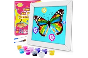 JOAOYO Paint by Numbers for Kids Ages 8-12 Easy Acrylic Paint by Number Kits for Girls Boys Adults with Wooden Frame Oil Painting Kits for Kids Ages 4-8 Perfect for Gift Home Decoration (Blue butterfly)