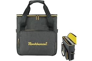 Rockhouse Vinyl Record Storage Bag Carrying Case with Shoulder Strap, DJ Travel Albums Carrier Holds 10 Standard 12 inch LP Records