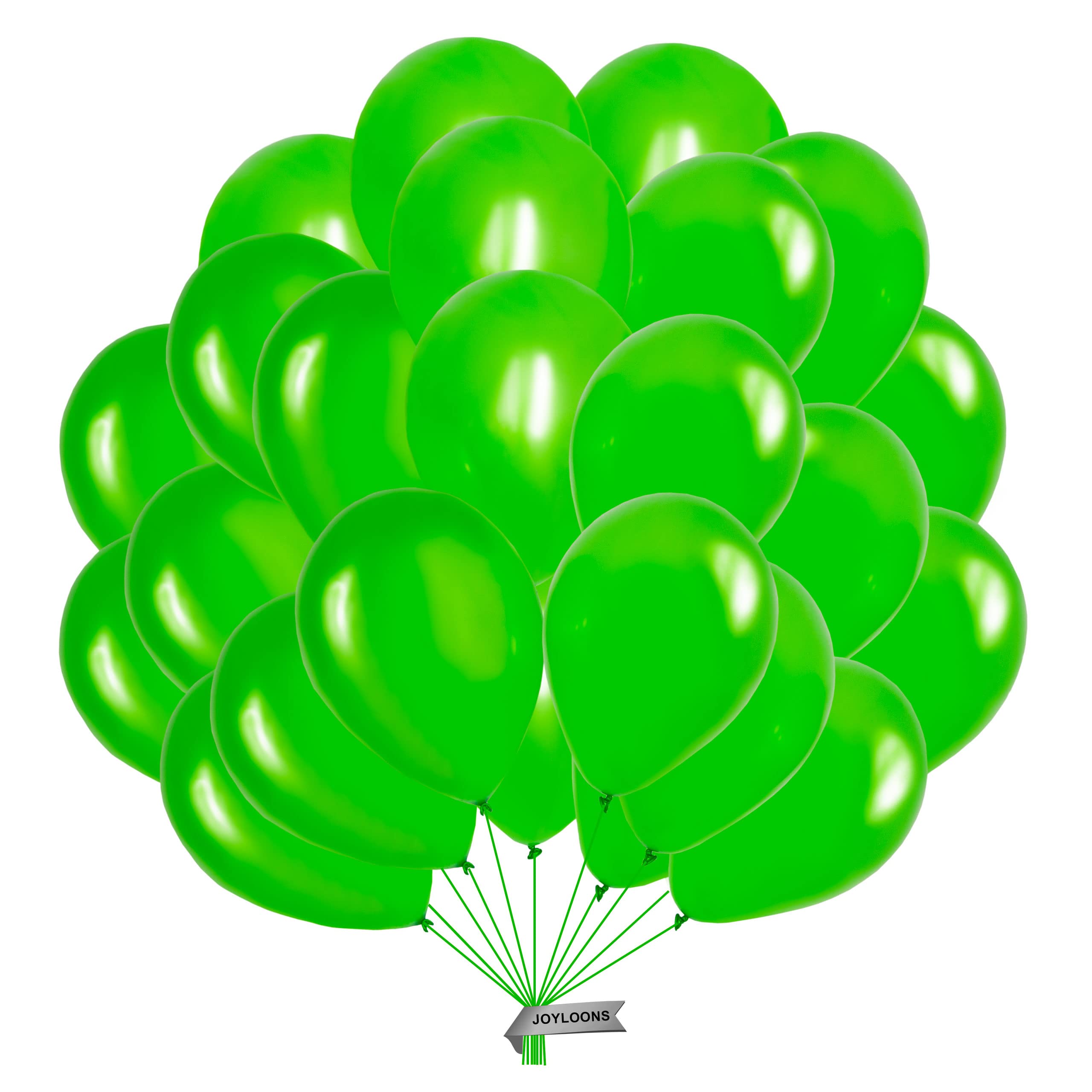 Joyloons SHINY METALLIC GREEN BALLOONS 15 UNITS 32 cm green natural latex balloons, ideal party decoration for birthdays, graduations, weddings, baptisms. Made in Spain.
