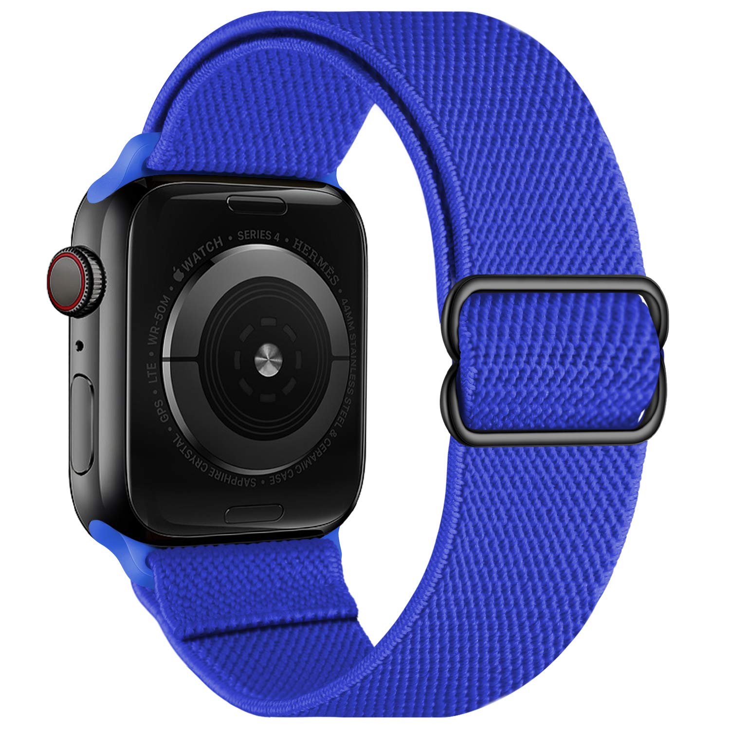 OXWALLEN Stretch Solo Loop Band Compatible with Apple Watch 9/8/7/6/5/4/3 SE Ultra 2/1 49mm 45mm 44mm 42mm, Adjustable Stretchy Elastic Nylon Braided Sport Strap for iWatch Women Men, Royal Blue โ image 1