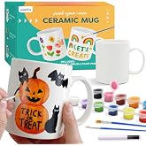 goldentime Paint a Mug Kit | DIY Ceramic Painting Kit for Adults Kids | 2 Paintable Coffee Mugs, 12 Safe Paints, 2 Brushes & Ceramic Pen | Gifts for Mother's Day Father's Day Valentine & Christmas