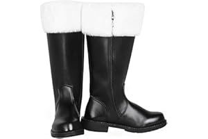 dgdgbaby Christmas Santa Boots, Men's Wide Calf Santa Combat Boots with White Fur for Halloween Christmas Costume