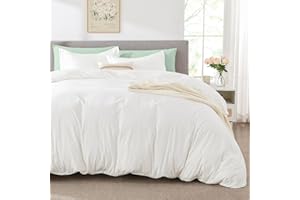 ChiXpace Queen Duvet Cover Off White - Comforter Cover Set Soft Brushed Microfiber Queen with Zipper Closure, 3 Pieces, 1 Duvet Cover (90"x90") & 2 Pillow Shams