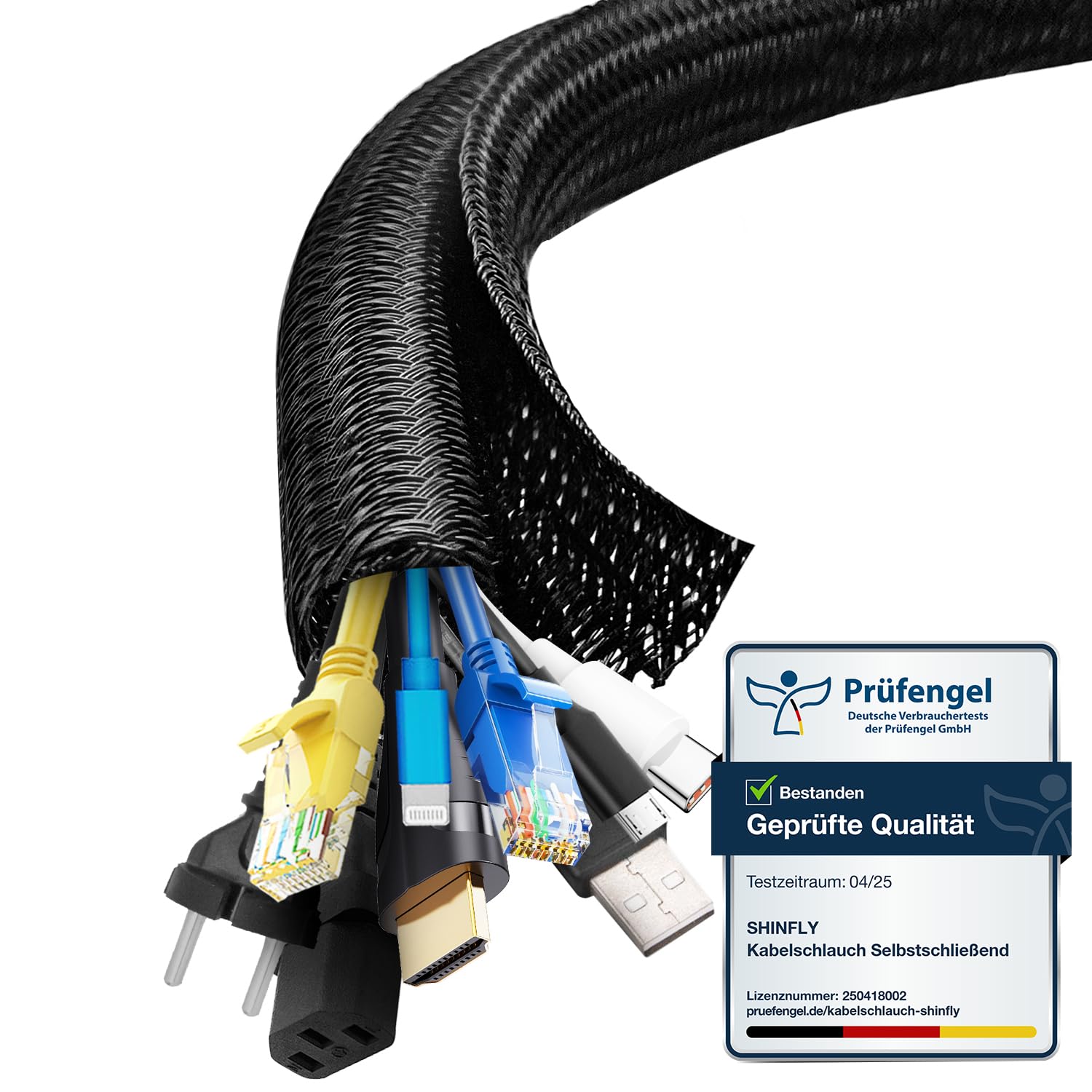 shinfly Cable Tidy Sleeve, 19mm/∅0.75"-6m/19.69ft Self-Closing Cable Duct, Cable Management, Cable Sleeve,Wire Tidy for Desk, TV, Computer, PC, Cable Protection for Dogs, Cats, Black