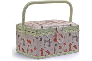 Sewing Basket Organizer, Sewing Basket for Sewing Supplies, Pink, Medium