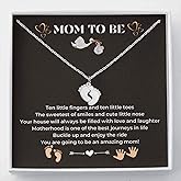 Mom To Be Gift - Baby Feet Pendant Necklace with a Message Card Pregnancy Present for First Time Moms Expecting Women Pregnant Wife Sister Daughter Mother's Day Christmas Birthday