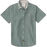 Dubinik® Mens Short Sleeve Button Down Shirts 100% Cotton Plaid Men's Casual Button-Down Shirts with Pocket