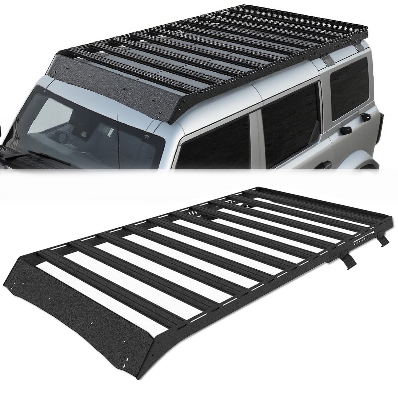 Photo 1 of **EXTREMELY SCRATCHED UP & DAMAGED ALSO MISSING RUBBER PADS** MusixiA Roof Rack Aluminum Cross Bars Fit for 2021-2025 Ford Bronco 4 Doors Hardtop, Full-Length Cargo Basket Luggage Carrier 10 Bars (Exclude Bronco Sport), Load 950 lbs