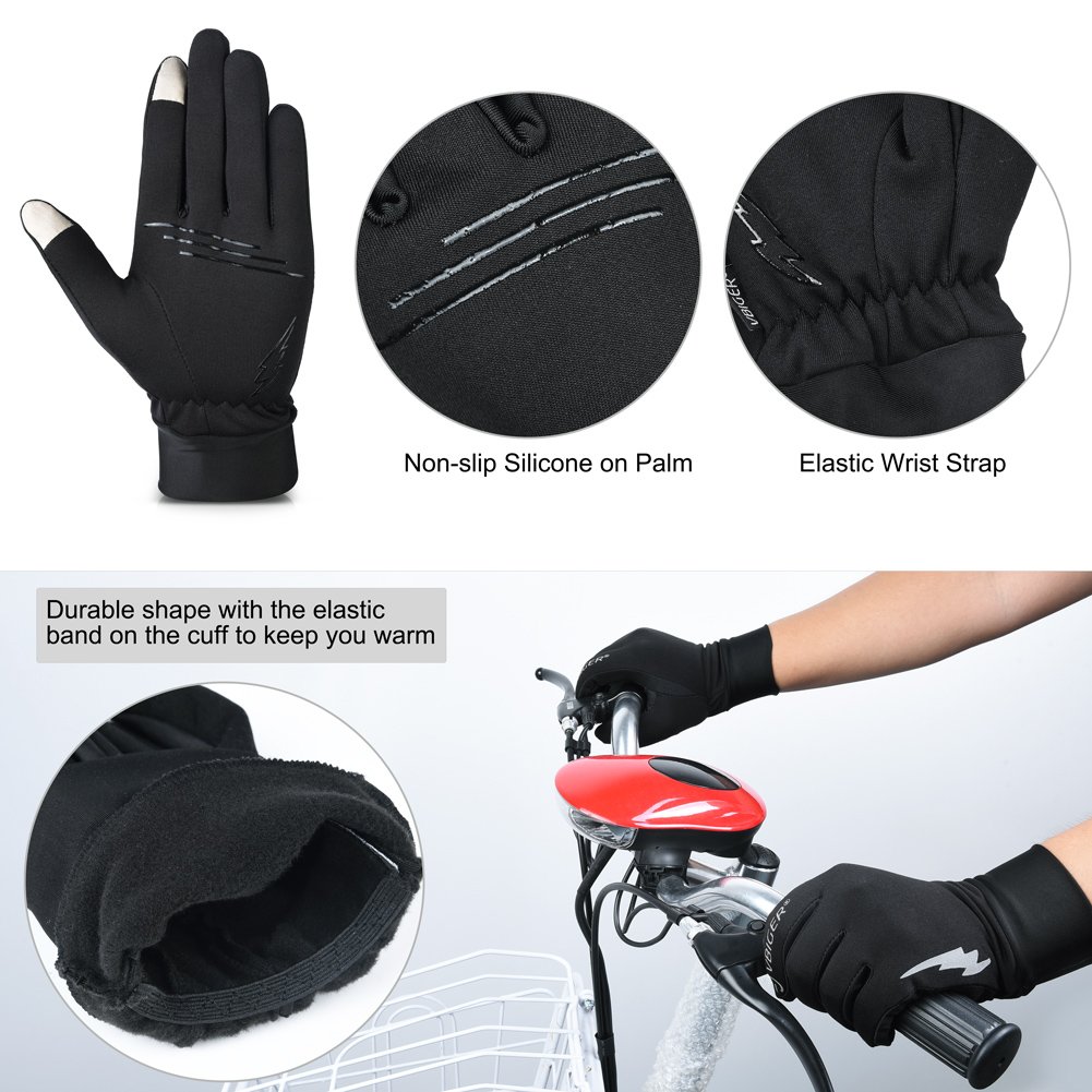 Vbiger Winter Warme Handschuhe Touchscreen Handschuhe Fahrenhandschuhe Radfahren Handschuhe für Herren und Damen, M,  Schwarz-2