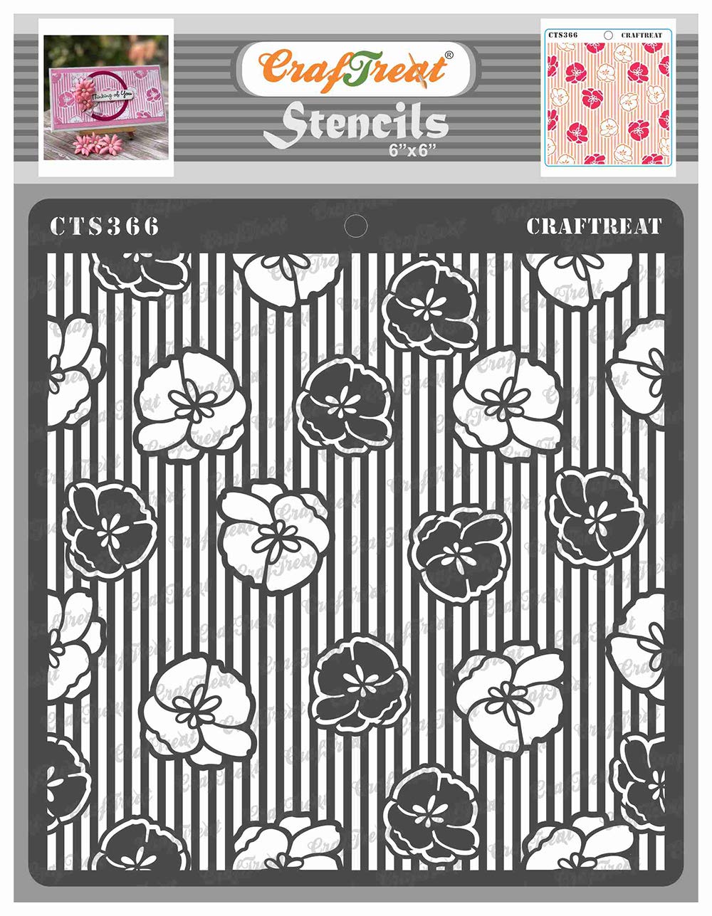 CrafTreat Reusable Anemone Flower Stencils for Painting on Wood, Wall, Tile, Canvas, Paper, Fabric and Floor - Flower Fusion Anemone - 6x6 Inches - DIY Art and Craft Stencils for Painting Flowers