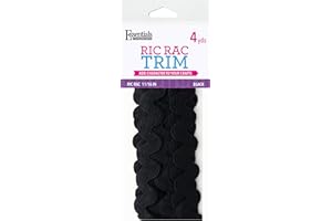 Essentials By Leisure Arts RIC Rac 11/16" 4 Yards Black - Rick Rack Trim for Sewing - Wavy RIC rac Trim for Sewing and Crafts - RIC rac Ribbon - Rick Rack Trim Black