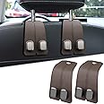 Elegananccy 2 in 1 Car Seat Headrest Hidden Hook, Leather Car Purse Hanger Holder for Bags, Car Organizers and Storage Accessories for Women (Brown)