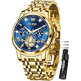 OLEVS Watches for Men Dress Watch Chronograph Luxury Stainless Steel Big Face Men Watches Multi-Function Easy to Read Diamond Roman Numerals Business Wristwatch Reloj para Hombre