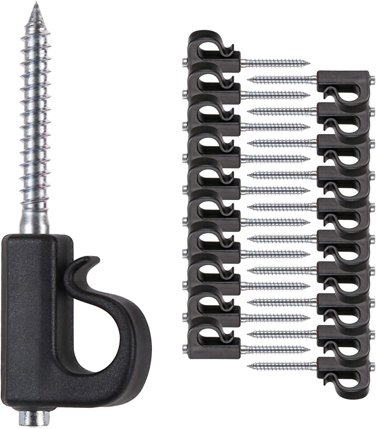 BeneLabel 20pcs Christmas Light Hook Screw-in Hanger for Outdoor Garden Hanging Plant, String Wire, Cups, Kitchen Utensils, 4.8cm / 26lbs, Black