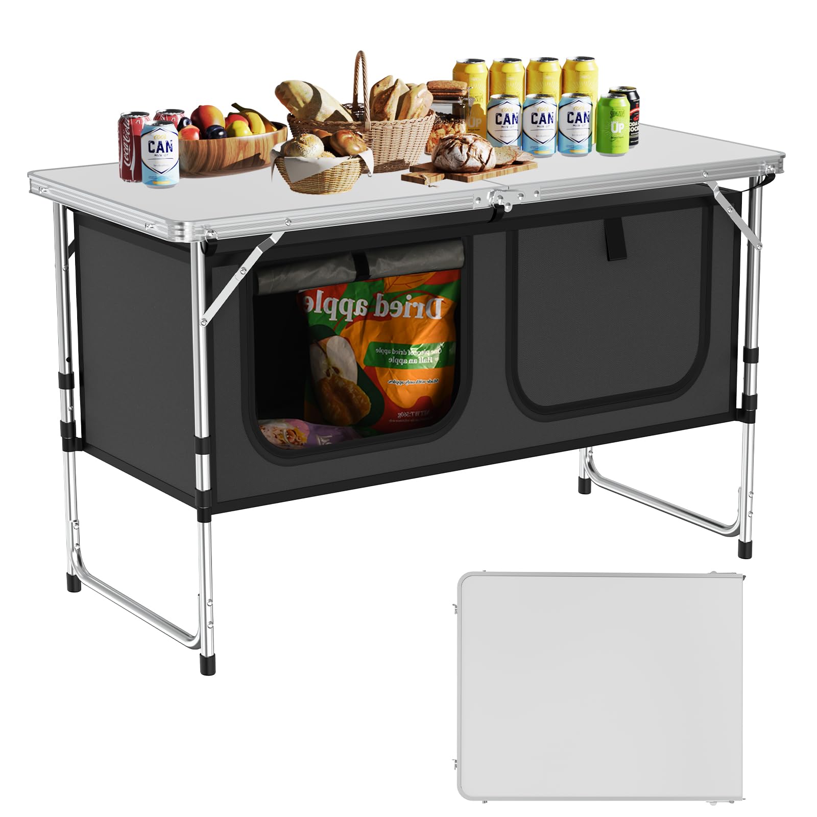 Photo 1 of ***PARTS ONLY**WildFinder Camping Table, Folding Camping Table with Storage, Lightweight & Portable, 3 Heights Adjustable Folding Table for BBQ, Camping, Picnic and Indoor Use, Grey