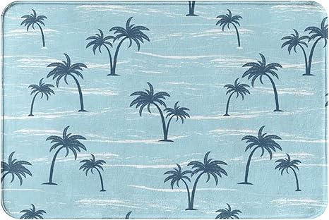 Amazon Dadabuliu バスマット 玄関マット ふわふわ ヤシ 青 海 木 夏 背景 屋外 屋内 ドアマット お風呂マット 浴室 足ふきマット トイレマット マイクロファイバー 大判 おしゃれ 吸水性優れ 滑り止め 快適 可愛い 人気 40 60cm 玄関マット オンライン通販