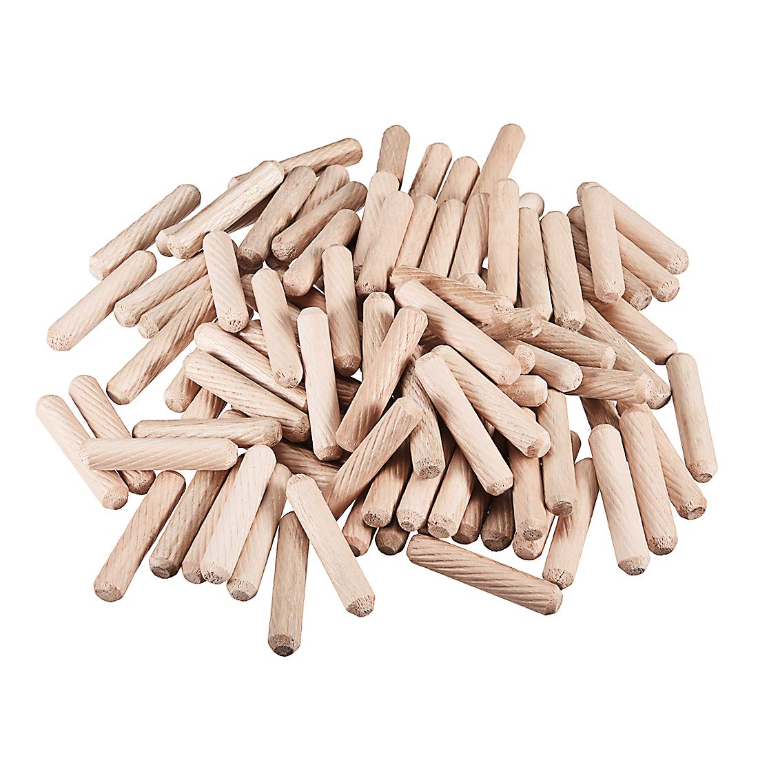 sourcing map 0.31"x1.57"(8x40mm) Wooden Dowel Pin Wood Kiln Dried Fluted Beveled Hardwood 100pcs