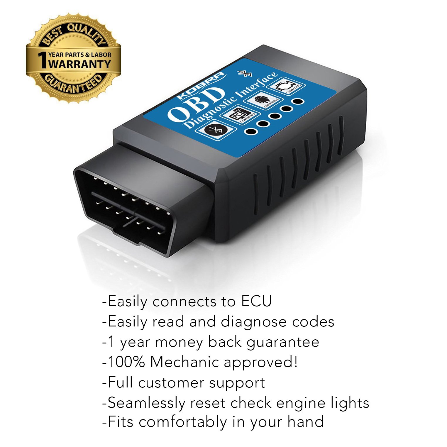 Kobra OBD2 Scanner Bluetooth Scan Tool Adapter, Car Code Reader for Android & Windows Devices