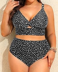Plus Size Two Piece Swimsuits - Women High Waisted